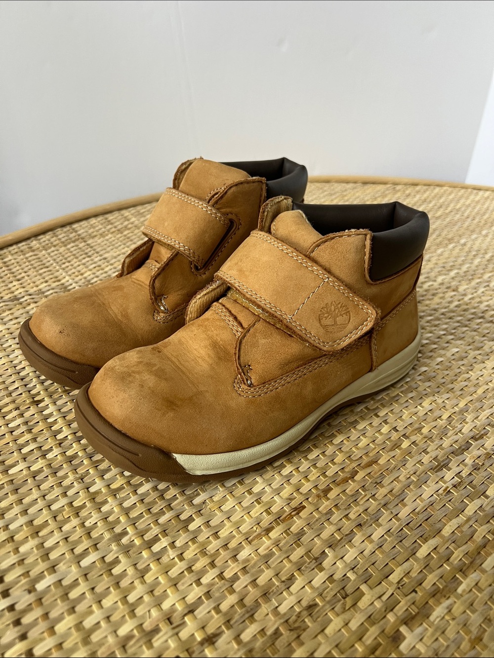 Timberland Kids' Timber Tykes Boots Wheat Brown Tan Nubuck Velcro Toddler 12